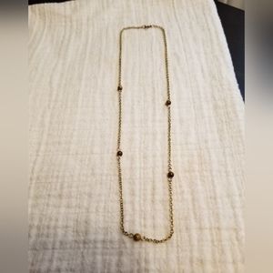 Gold Chain Necklace with Tiger's Eye Accents